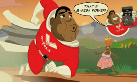 An advertisement for the M-Pesa mobile phone banking service