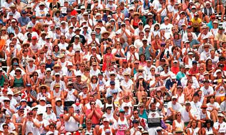 A crowd watching a sporting event