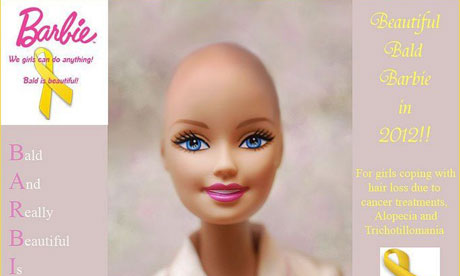 The bald Barbie as she appears on the campaign's Facebook page