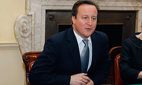 Britain's Prime Minister David Cameron with Chair of the Movement for Reform Judaism Jenny Pizer
