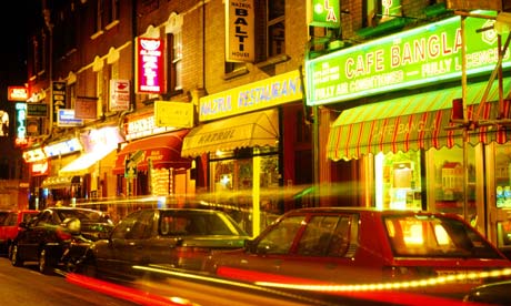 Curry houses on Brick Lane, east London