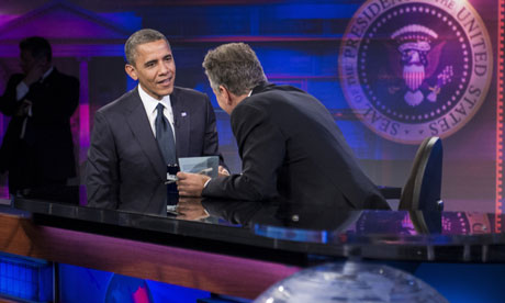 Barack Obama and Jon Stewart
