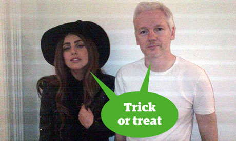 Lady Gaga and Julian Assange … what do you think they're saying?