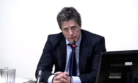 Hugh Grant giving evidence at the Leveson inquiry.