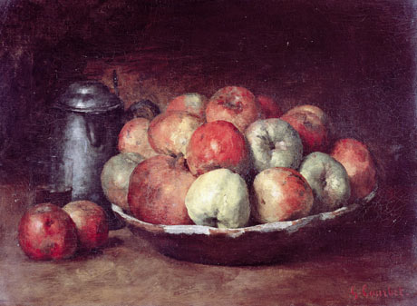 Naturaleza muerta Gustave Courbet Con Manzanas y una granada