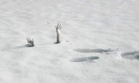 Hands in snow