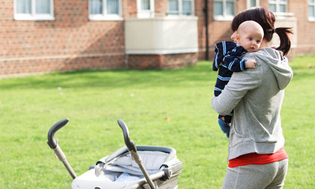 single mother with baby