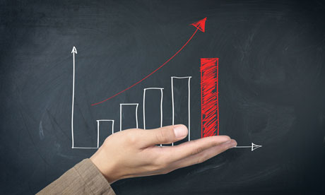 red arrow graph on hand