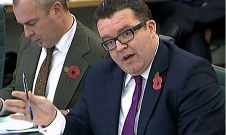Labour MP Tom Watson asking questions to James Murdoch during s select committee hearing