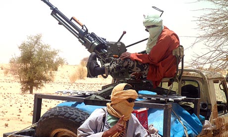 Ansar Dine rebels near Timbuktu, in rebel-held northern Mali.