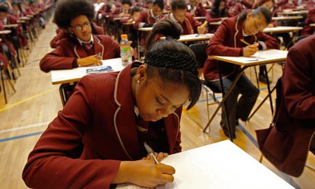 Pupils sitting a GCSE exam