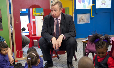 Michael Gove with primary school children