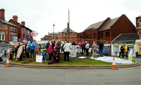 Campaigners fight to save the traffic island in Leek