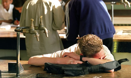 Boy in a science lab