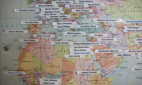 Map showing BBC foreign correspondents.