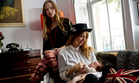 Joe Strummer's daughters Lola (left) and Jazz, with Jazz's daughter Boudicca. Photograph: Sarah Lee for the Guardian