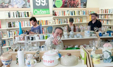Customers in the Oxfam shop in Kingsland Road, London