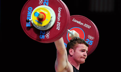 Peter Kirkbride of Team GB in the weightlifting.