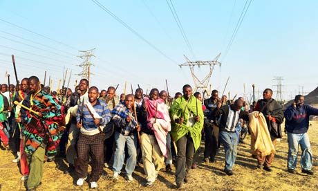 Striking miners the Marikana mine in Rustenburg