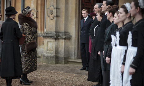 Shirley MacLaine as Martha Levinson meets the Downton staff