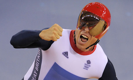 Chris Hoy takes gold in the team sprint final, 2012