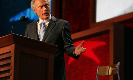 Clint Eastwood shows his rightwing support by lambasting 'that chair'. Photograph: Martin H Simon/Corbis