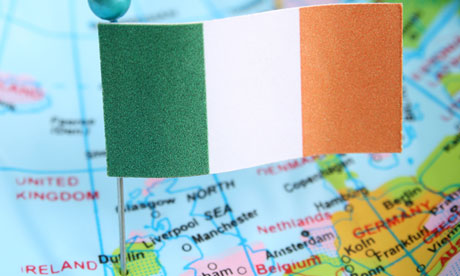 Ireland flag on map