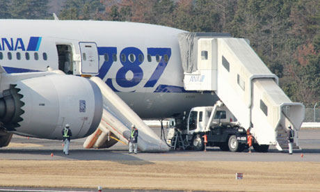 The All Nippon Airways Dreamliner that made an emergeny landing because of a battery problem.