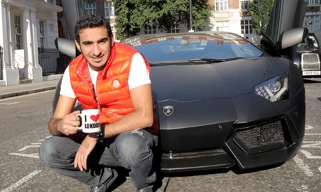 Rashed with his Lamborghini.