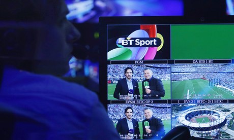 A production staff member of BT Sport works in the gallery
