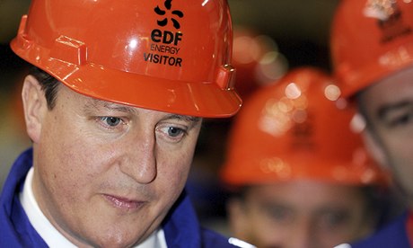 David Cameron in orange EDF helmet