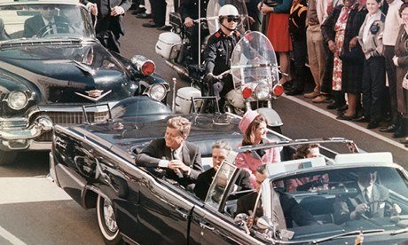 Kennedys riding in Dallas motorcade