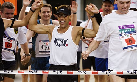 Don't forget to tip the pacemaker … runners finishing a marathon in the US