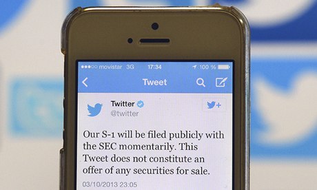 A Twitter tweet announcing its flotation