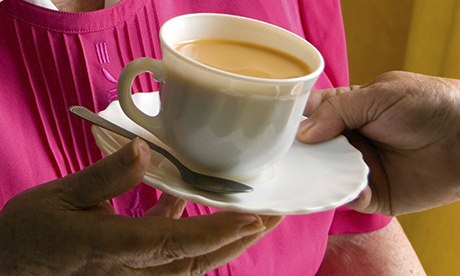 old lady with cup of tea