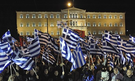Golden Dawn supporters held a massive protest in front of the Greek parliament.