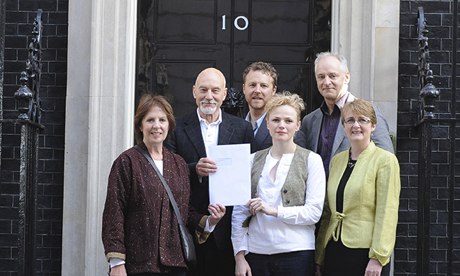 Actor Patrick Stewart outside Downing Street