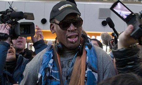 Dennis Rodman on his way to North Korea