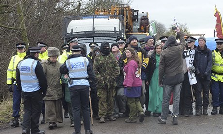 Anti fracking protesters blockade drilling site