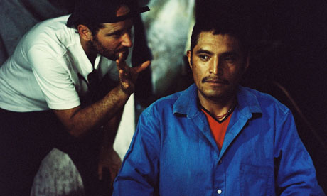 Mexican director Carlos Reygades on the set of his film, Post Senebras Lux.