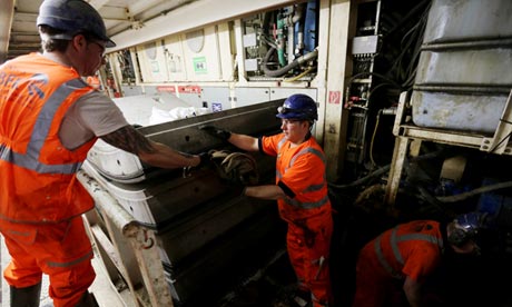Workers at Crossrail's tunnel in west London