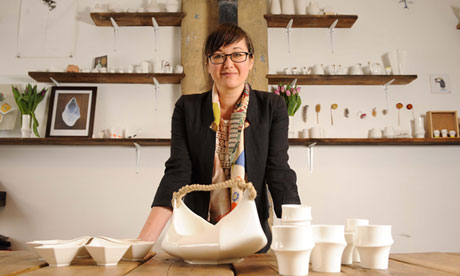 Reiko Kaneko at her pottery works in Stoke