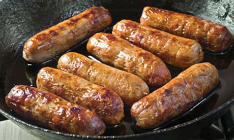 Sausages in frying pan