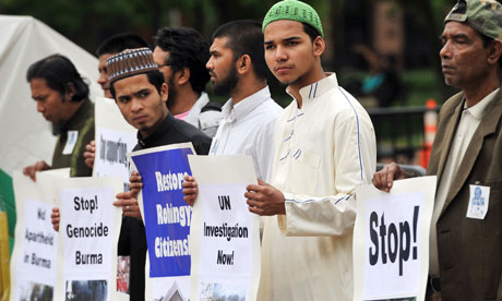 Muslim protesters demonstrating against Burma