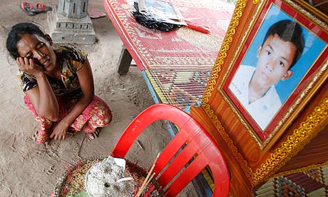 Mother of a Cambodian worker killed when a factory roof collapsed