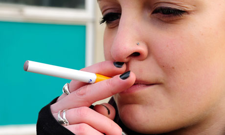 woman with an e-cigarette