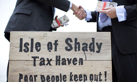 Campaigners dressed as businessmen at a protest in London 