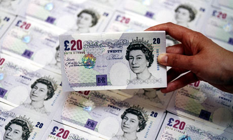 Bundles of £20 notes 