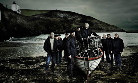 Fisherman's Friends on beach at Port Isaac