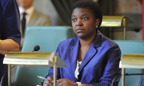 Cécile Kyenge listens during at a debate on immigration